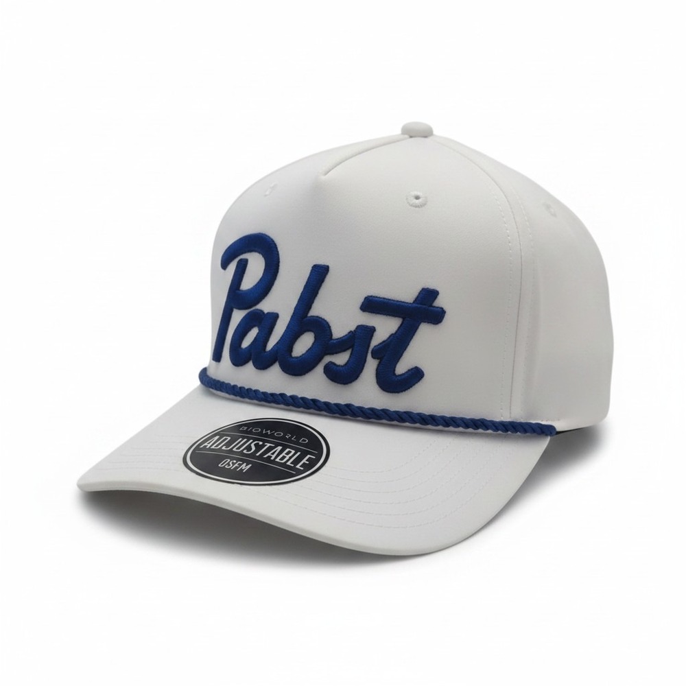 Pabst Blue Ribbon Bioworld Rope Hat White Blue Snapback Cap OSFM